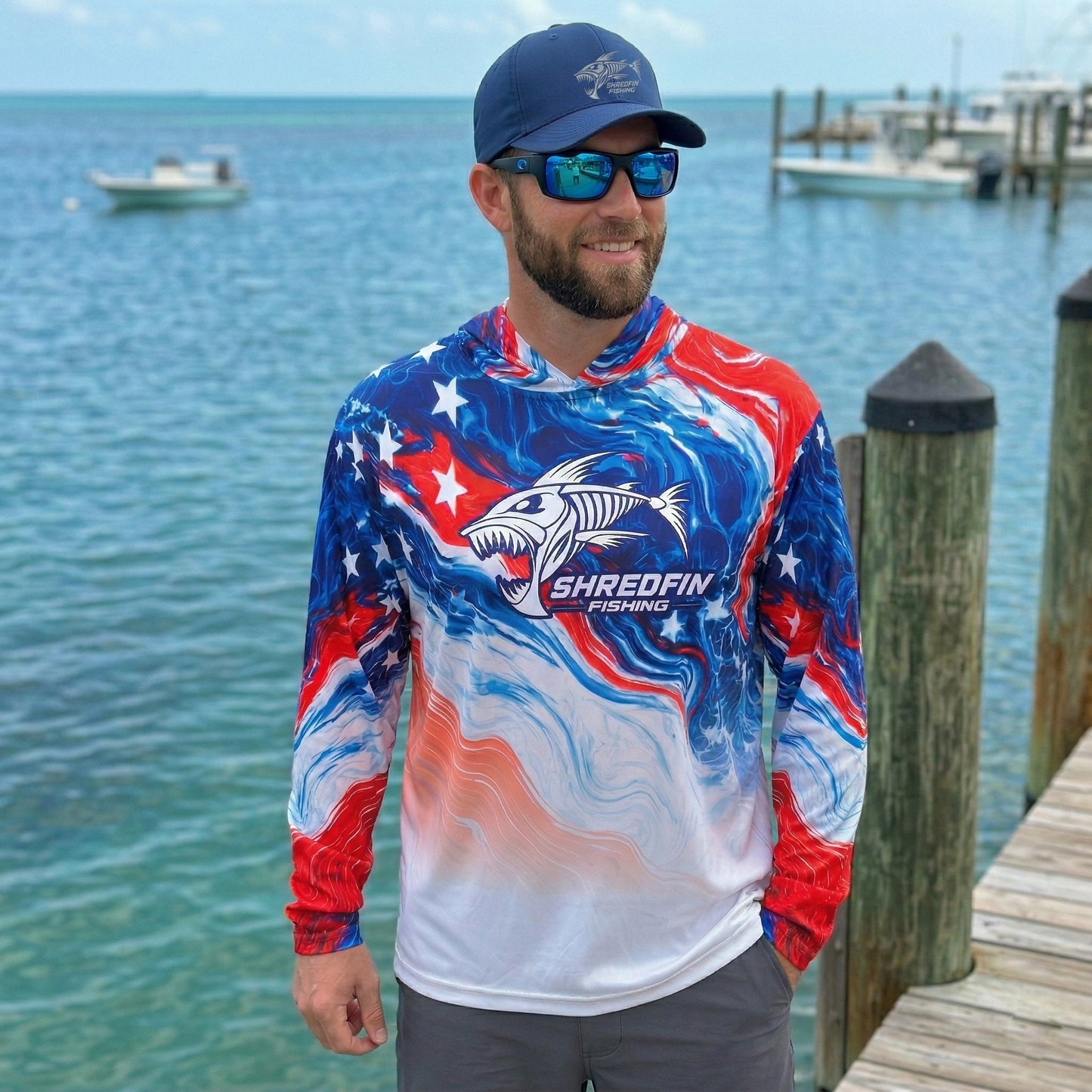 ShredFin StormSurge Hooded Performance Shirt | Freedom Swirl | USA 250th Anniversary Edition 🇺🇸