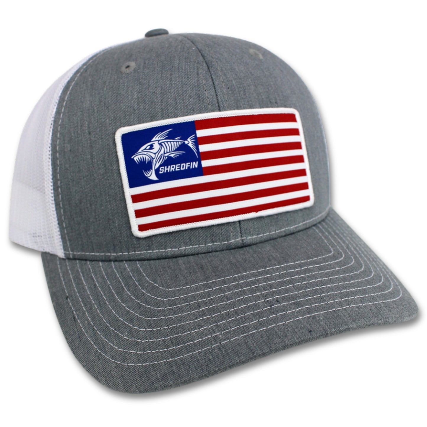 ShredFin American Flag Patch Hat | Gray