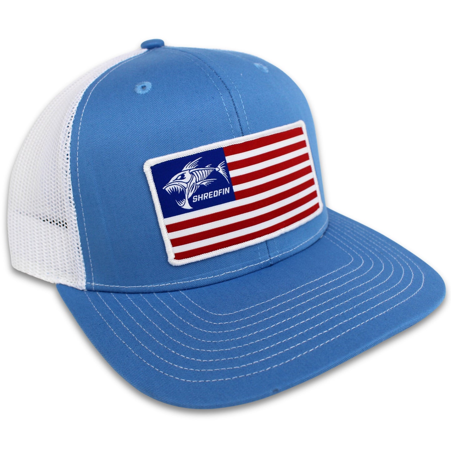 ShredFin American Flag Patch Hat | Columbia Blue