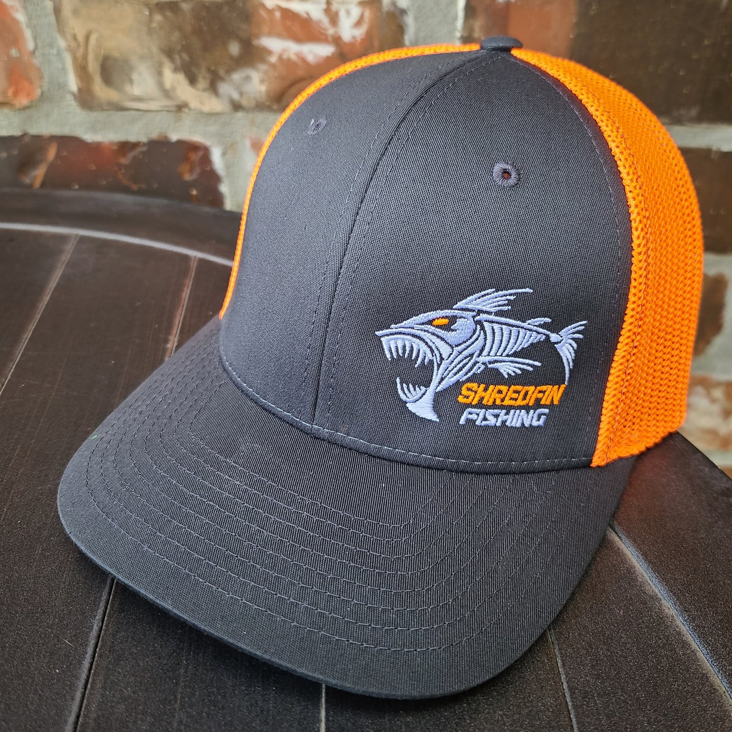 ShredFin Charcoal Gray & Neon Orange FLEXFIT Hat