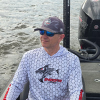 ShredFin Contourz HexCast Hooded Performance Shirt | White Shimmer