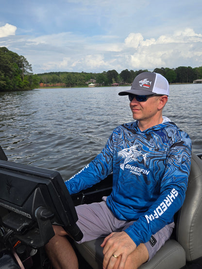 ShredFin StormSurge Hooded Performance Shirt | Blue Harbor Swirl