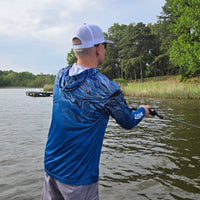 ShredFin StormSurge Hooded Performance Shirt | Blue Harbor Swirl