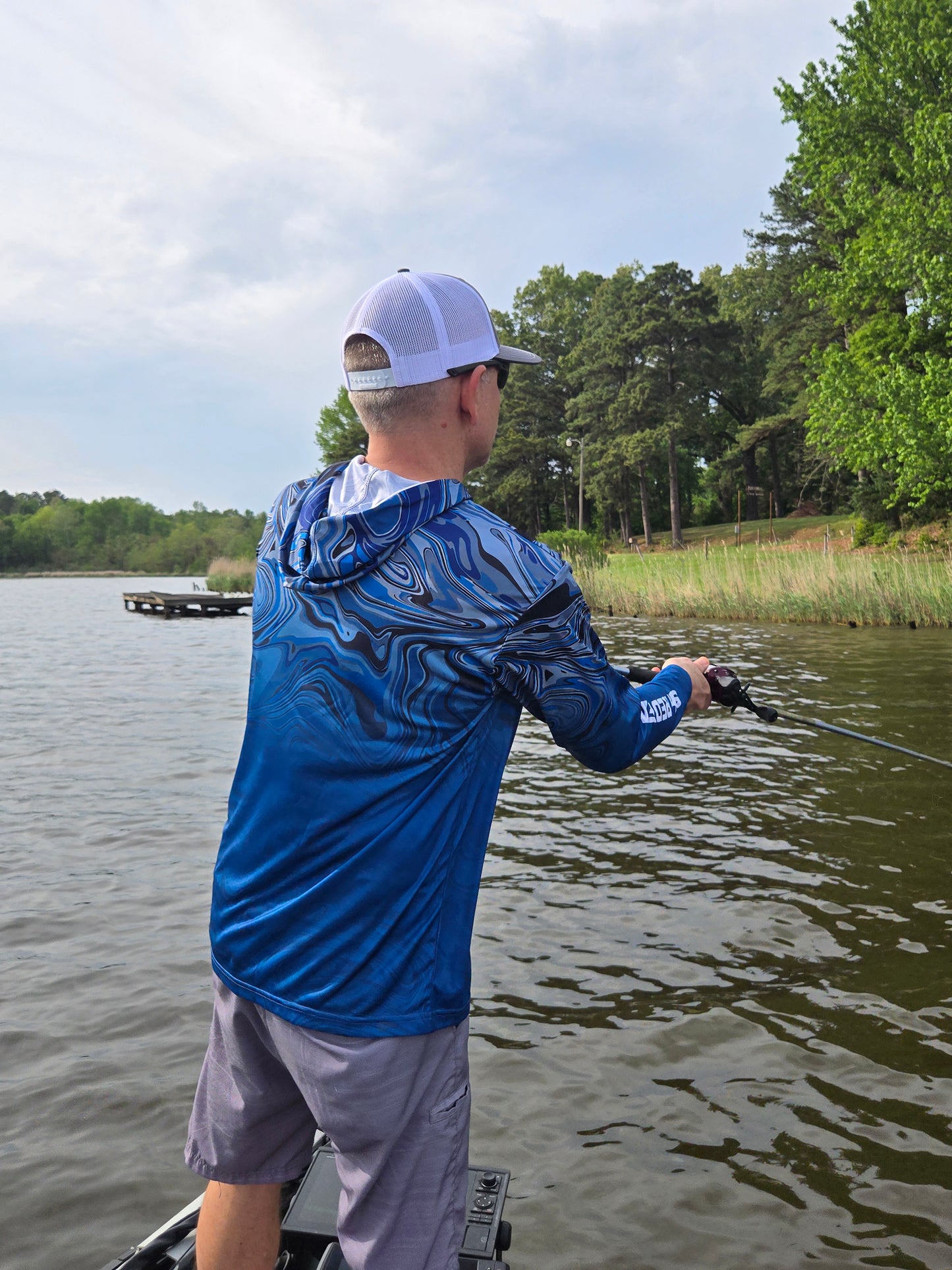 ShredFin StormSurge Hooded Performance Shirt | Blue Harbor Swirl