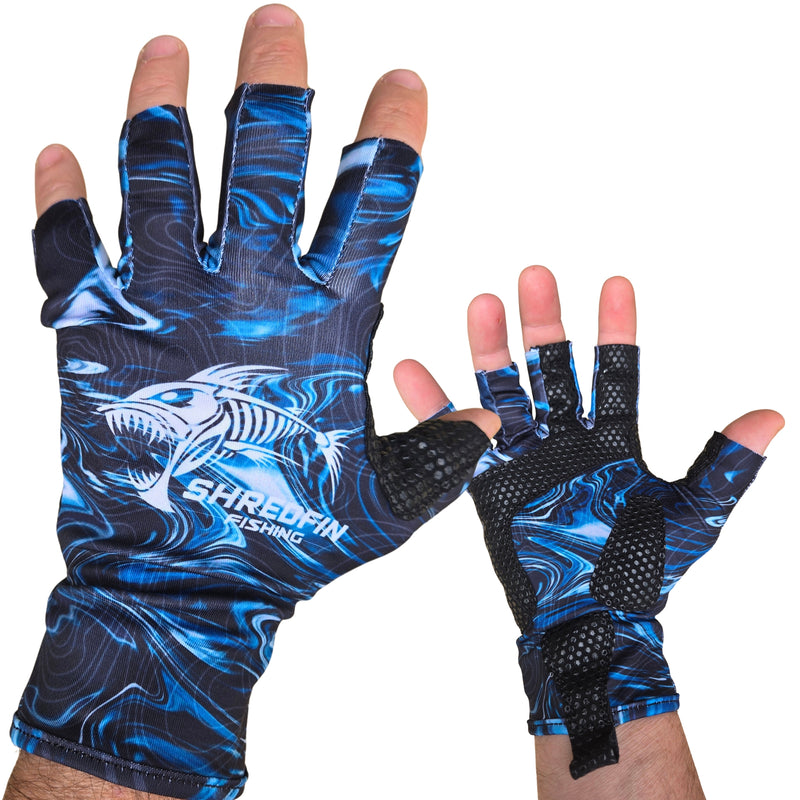 ShredFin Fingerless Fishing Gloves | StormSurge | Blue Abyss