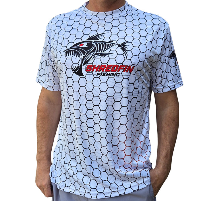 ShredFin Contourz HexCast Short Sleeve Performance Shirt | White Shimmer
