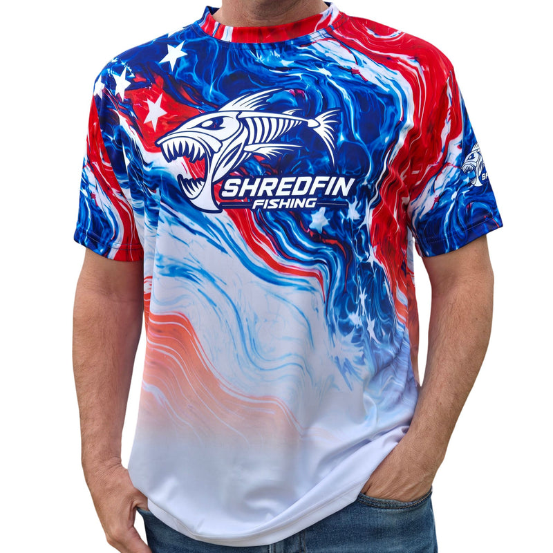 ShredFin StormSurge Short Sleeve Performance Shirt | Freedom Swirl | USA 250th Anniversary Edition 🇺🇸