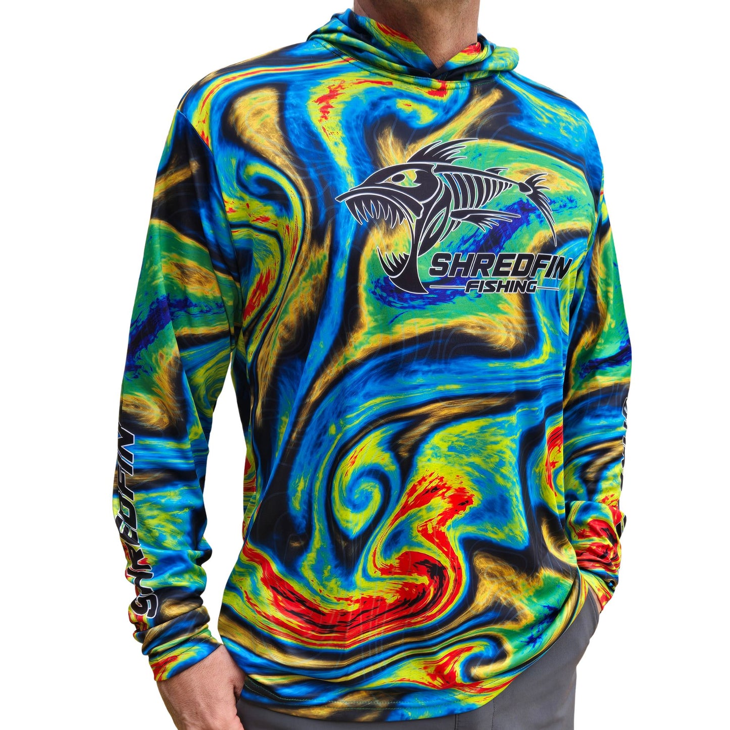 ShredFin StormSurge Hooded Performance Shirt | Sonar Swirl