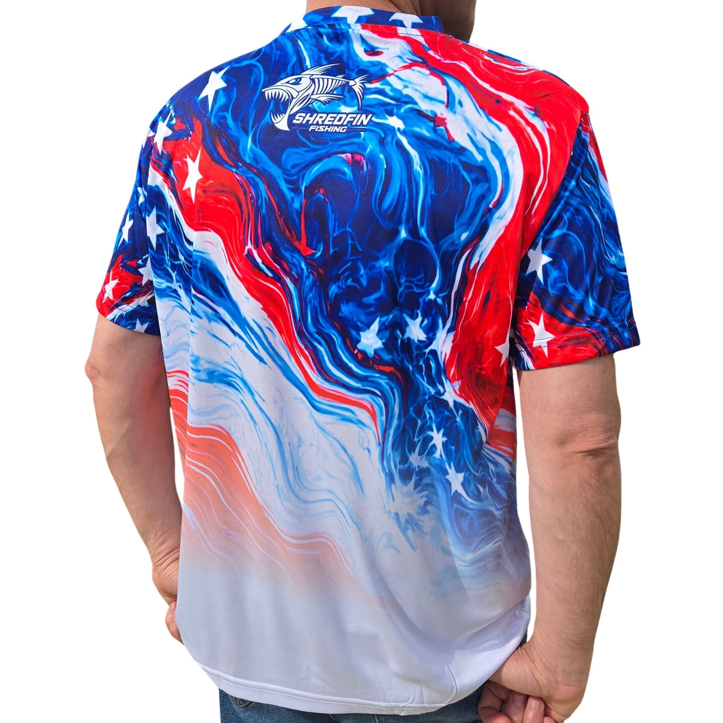 ShredFin StormSurge Short Sleeve Performance Shirt | Freedom Swirl | USA 250th Anniversary Edition 🇺🇸