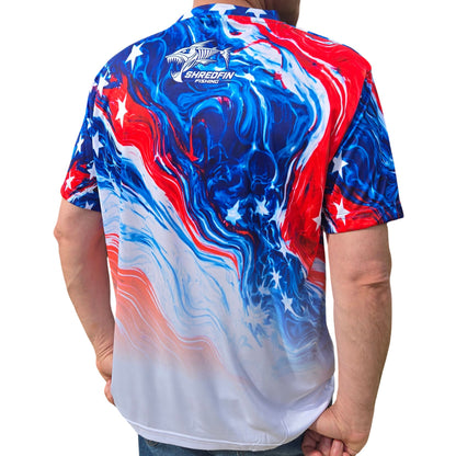 ShredFin StormSurge Short Sleeve Performance Shirt | Freedom Swirl | USA 250th Anniversary Edition 🇺🇸