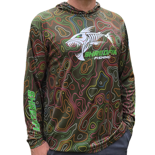 ShredFin Contourz Hooded Performance Shirt | Electric Marsh