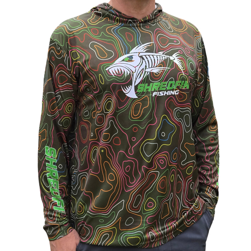 ShredFin Contourz Hooded Performance Shirt | Electric Marsh