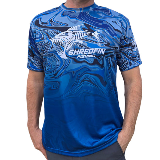 ShredFin StormSuge Short Sleeve Performance Shirt | Blue Harbor Swirl