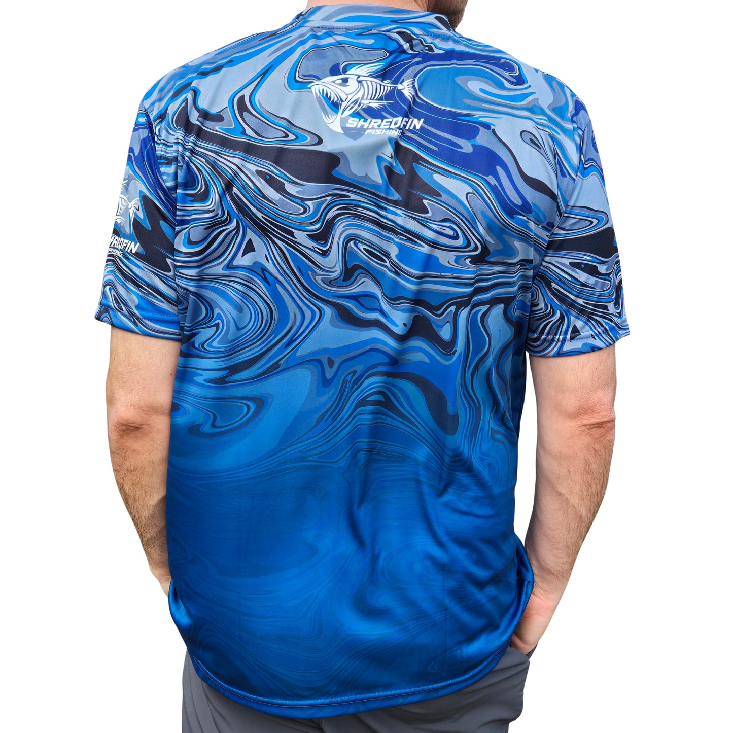 ShredFin StormSuge Short Sleeve Performance Shirt | Blue Harbor Swirl
