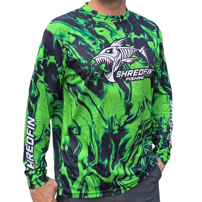 ShredFin StormSurge Performance Shirt | Vicious Lime Swirl