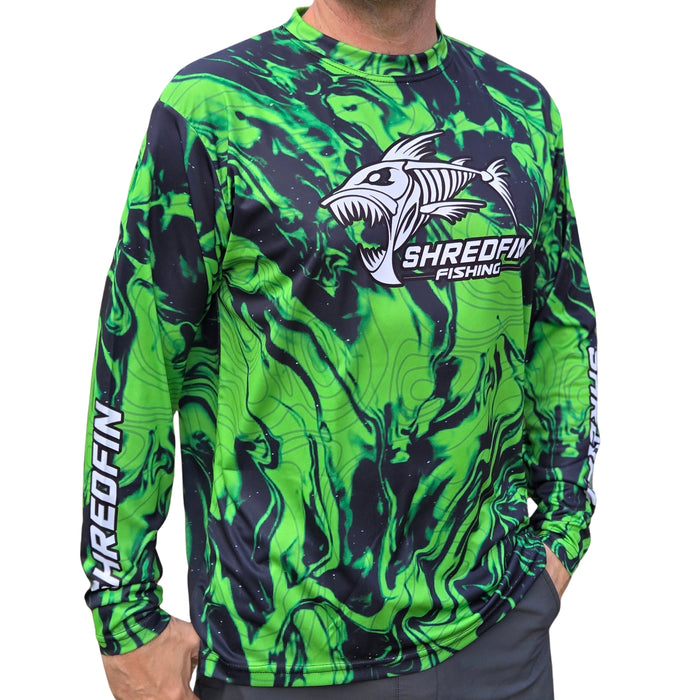 **Clearance** ShredFin StormSurge Performance Shirt | Vicious Lime Swirl