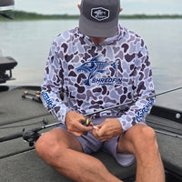 ShredFin Retro Camo Hooded Performance Shirt | Overcast