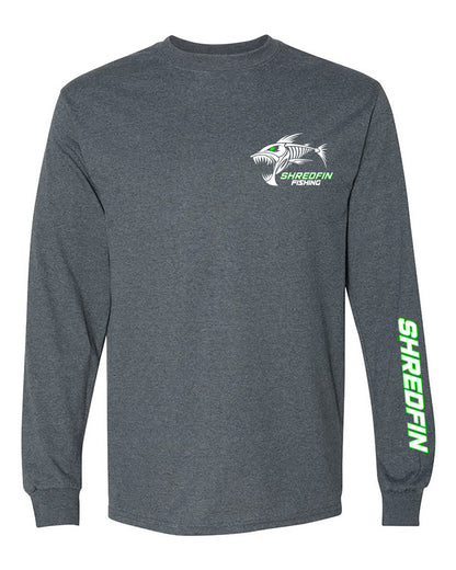 ShredFin Gray Long Sleeve T-Shirt (Logo Front & Back)