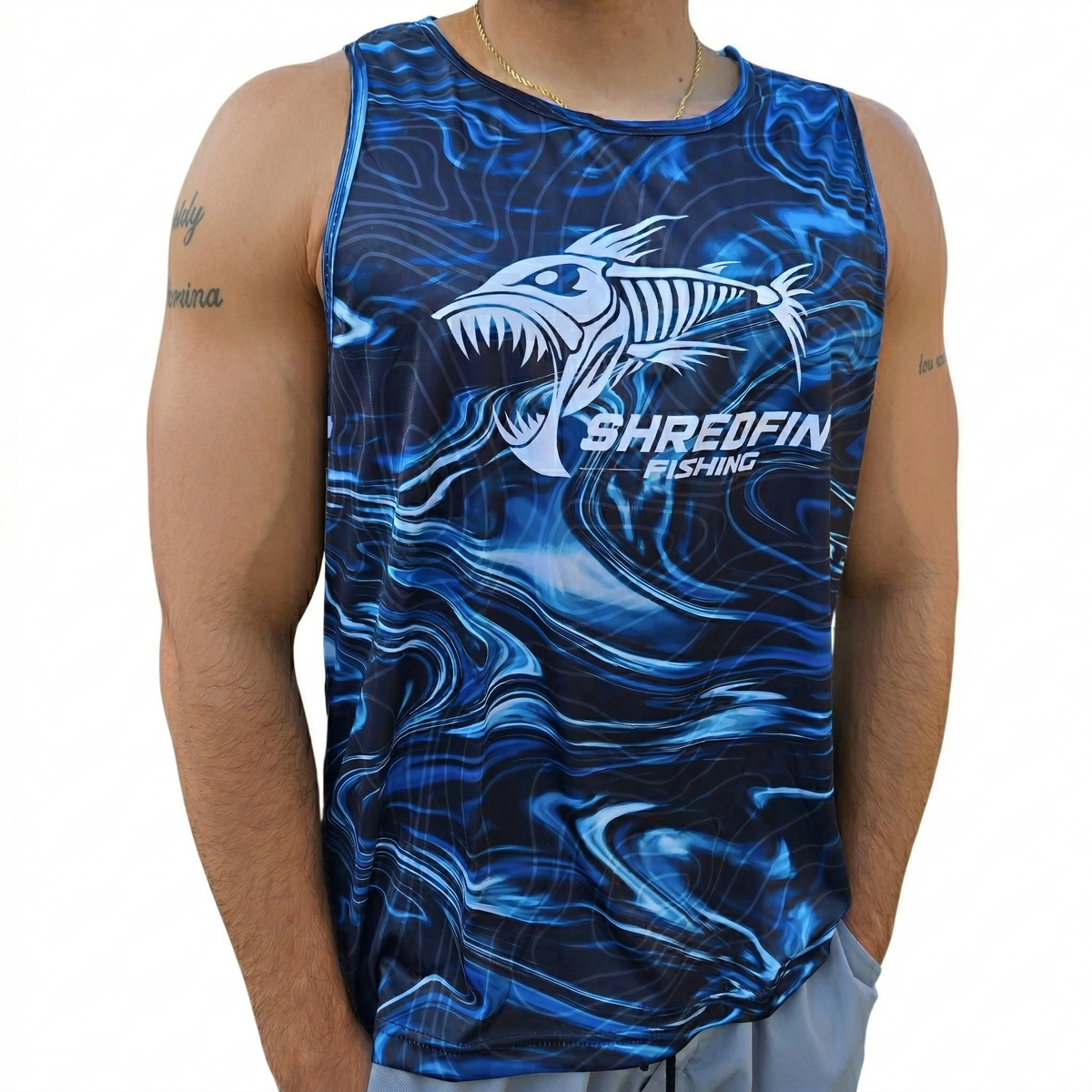 ShredFin StormSurge Performance Tank Top | Blue Abyss