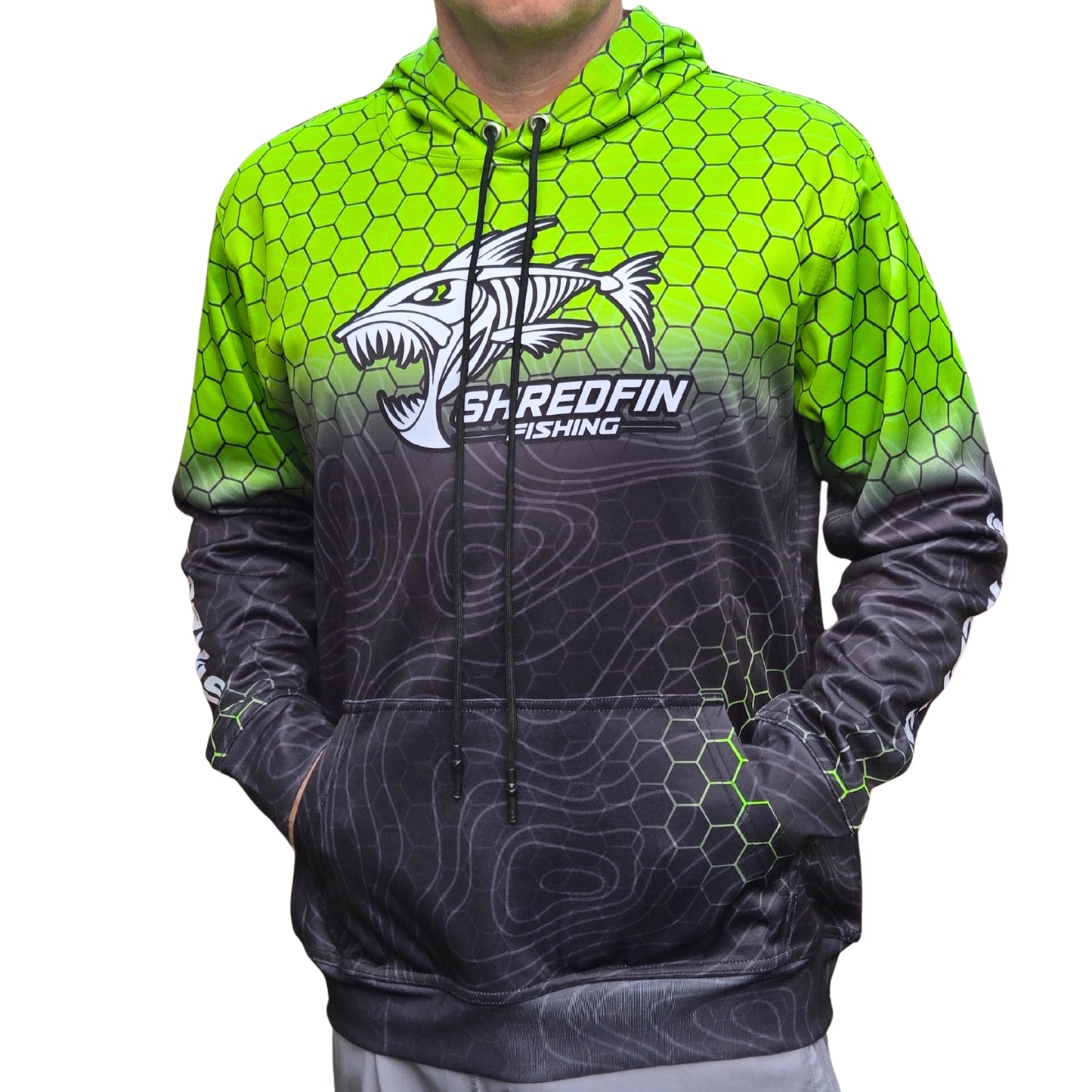 ShredFin HexCast Elite Performance Hoodie | Chartreuse/Black Fade