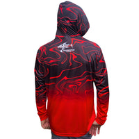ShredFin Contourz RipTide Hooded Performance Shirt | Red Sea Fade