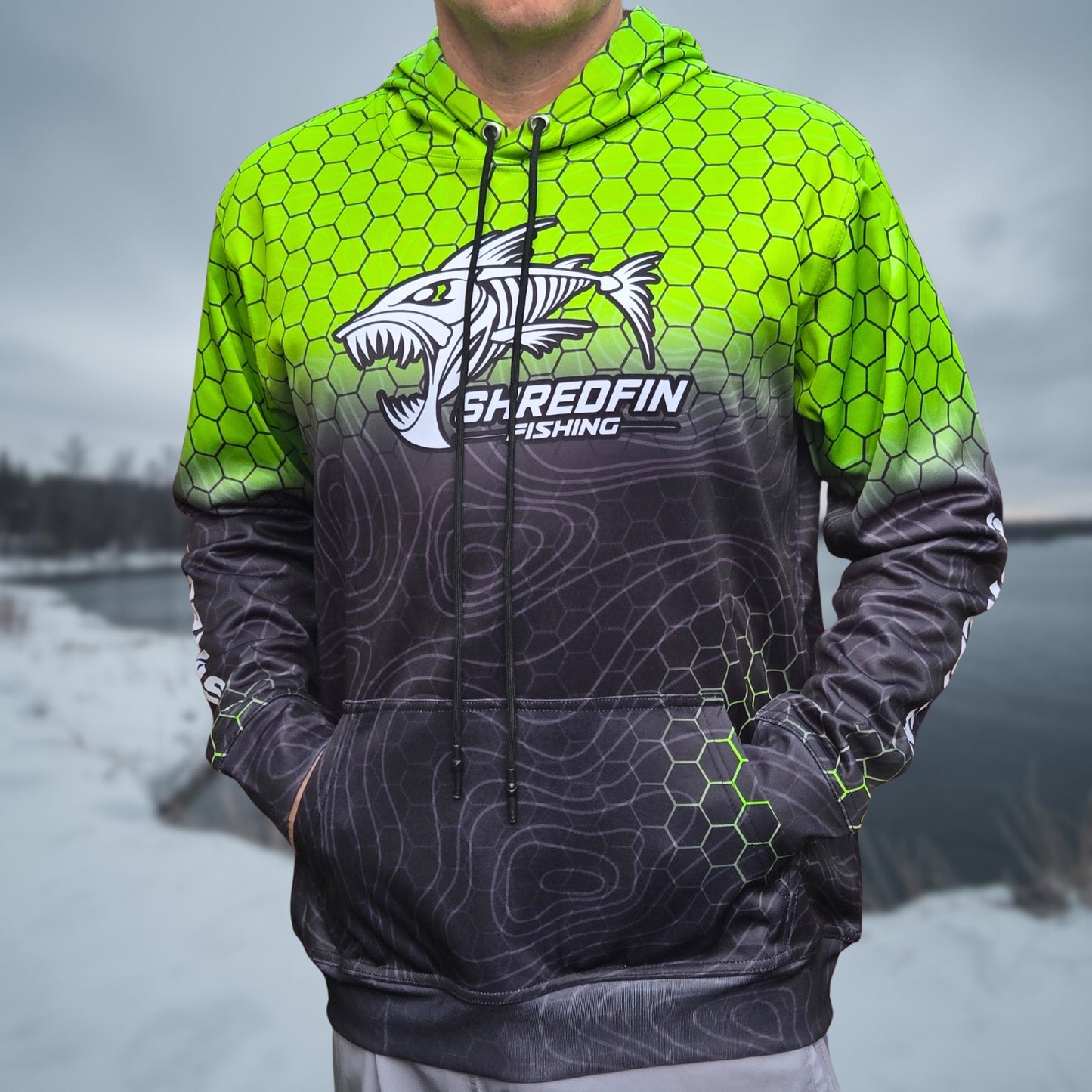 ShredFin HexCast Elite Performance Hoodie | Chartreuse/Black Fade