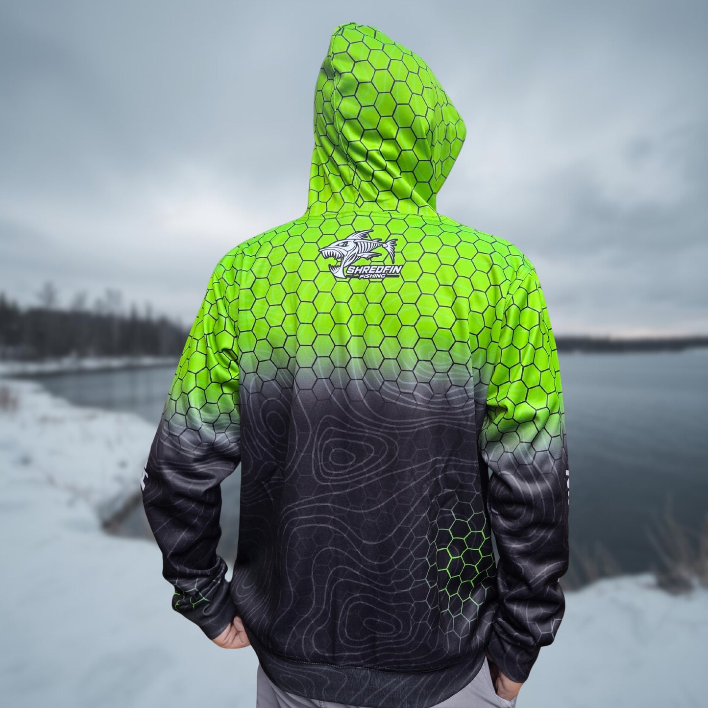 ShredFin HexCast Elite Performance Hoodie | Chartreuse/Black Fade