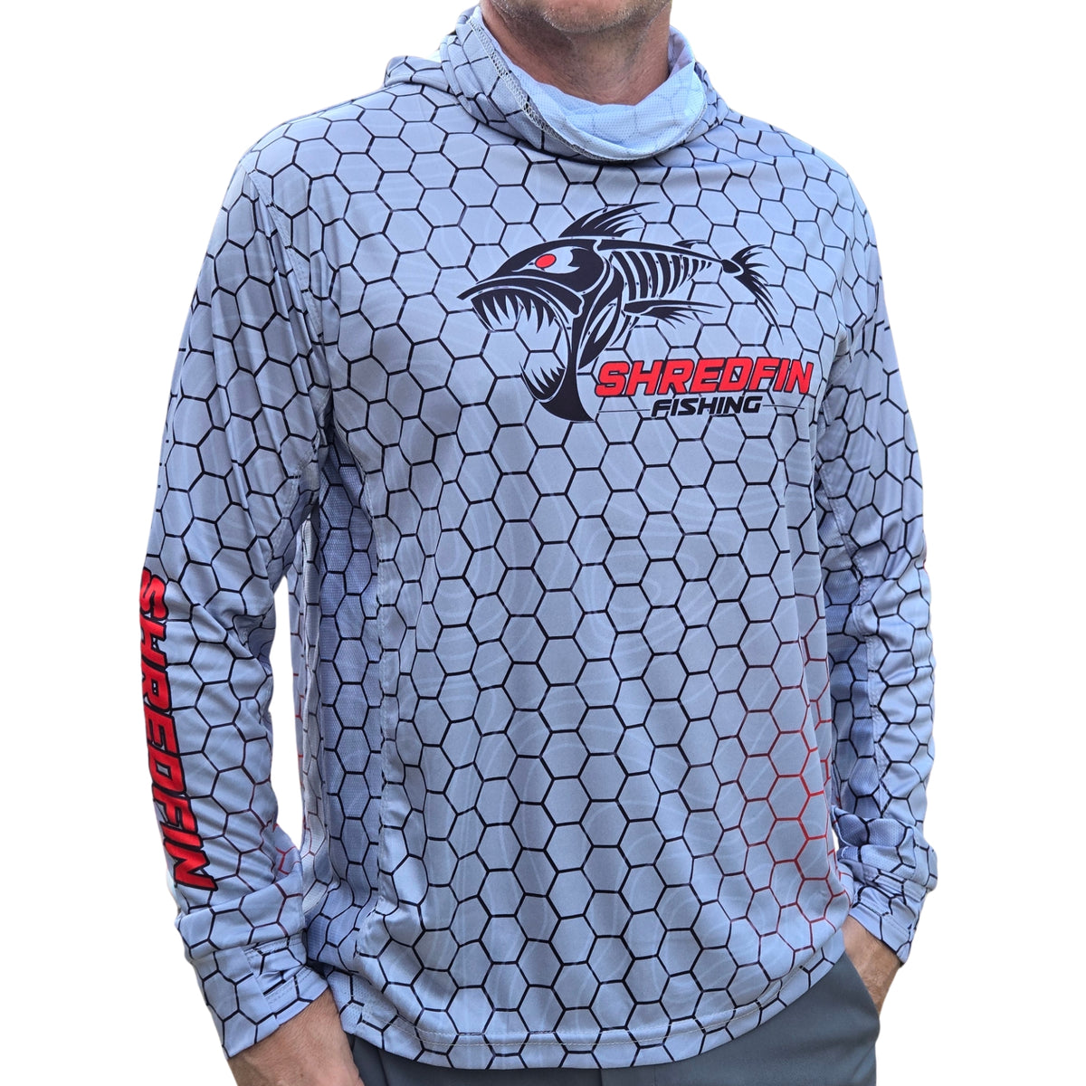 ShredFin SunShredder Hooded Performance Shirt | HexCast | Tungsten