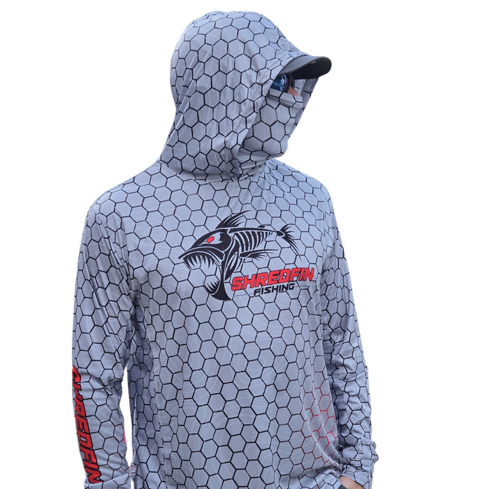 ShredFin SunShredder Hooded Performance Shirt | HexCast | Tungsten