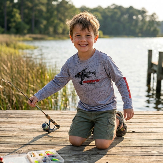 Kids ShredFin Hexcast Performance Shirt | Tungsten