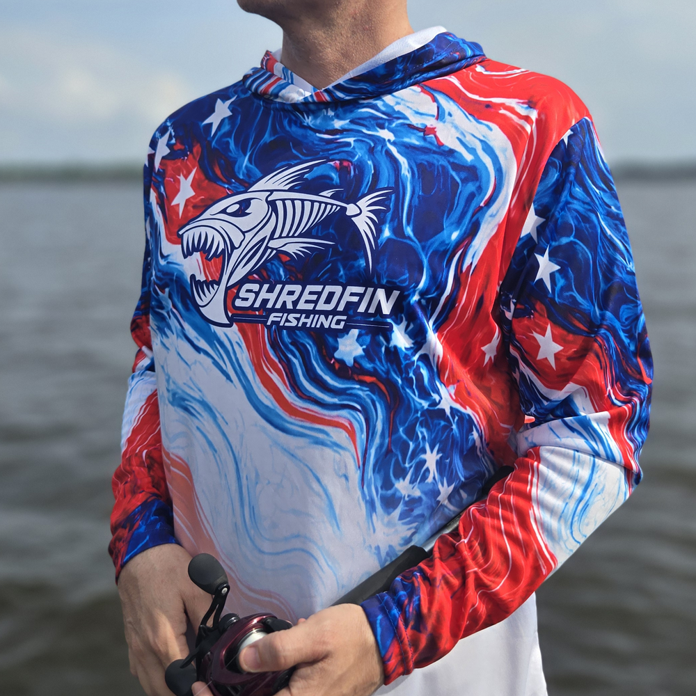 ShredFin StormSurge Hooded Performance Shirt | Freedom Swirl | USA 250th Anniversary Edition 🇺🇸