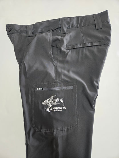 Close up showing the left cargo pocket on ShredFin fishing HookSet Pants