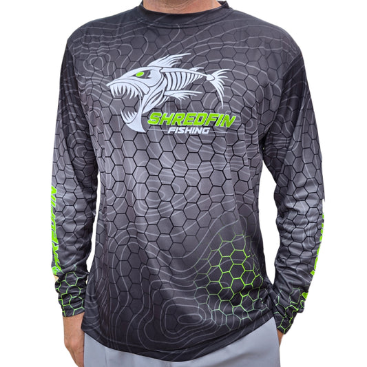 ShredFin Contourz HexCast Performance Shirt | Tungsten Fade/Neon Green