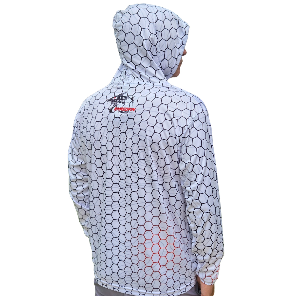ShredFin Contourz HexCast Hooded Performance Shirt | White Shimmer