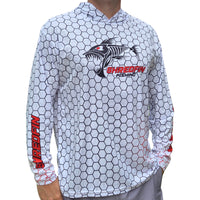 ShredFin Contourz HexCast Hooded Performance Shirt | White Shimmer