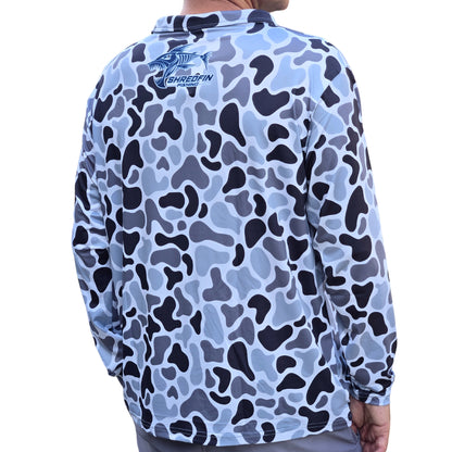 ShredFin FeatherLite 1/4 Zip Performance Shirt | Retro Camo – Overcast