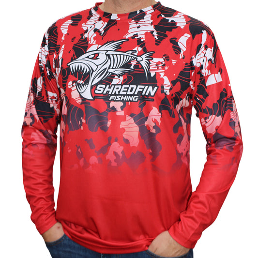 **Clearance** ShredFin Contourz Camo Performance Shirt | Red