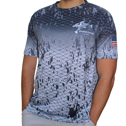 ShredFin Splash Camo Freedom Short Sleeve Performance Shirt | Tungsten Gray Fade