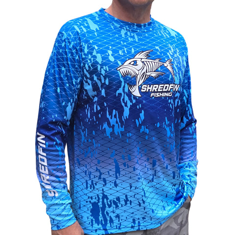 ShredFin Splash Camo Performance Shirt |Sea Blue Fade