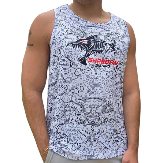 ShredFin Contourz Performance Tank Top | White & Black