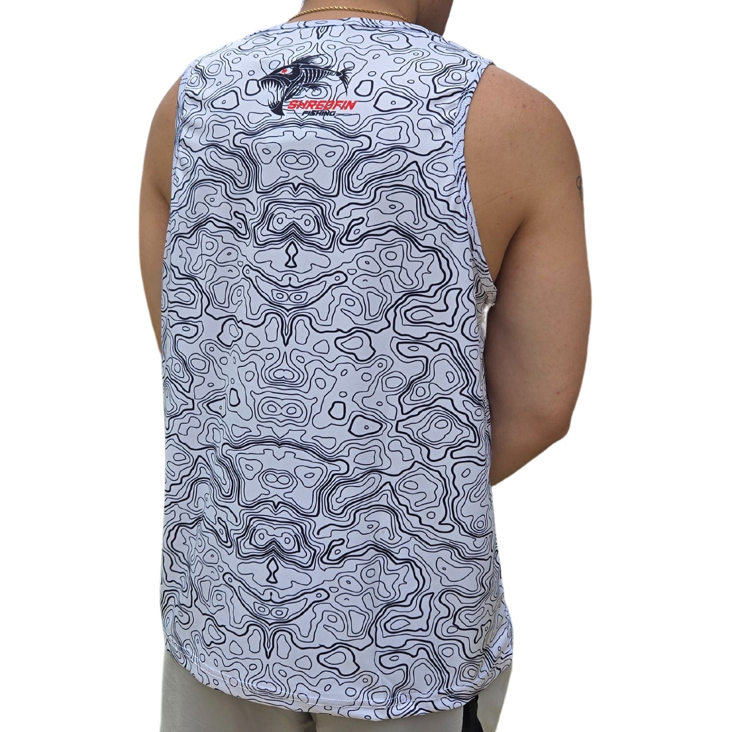 ShredFin Contourz Performance Tank Top | White & Black