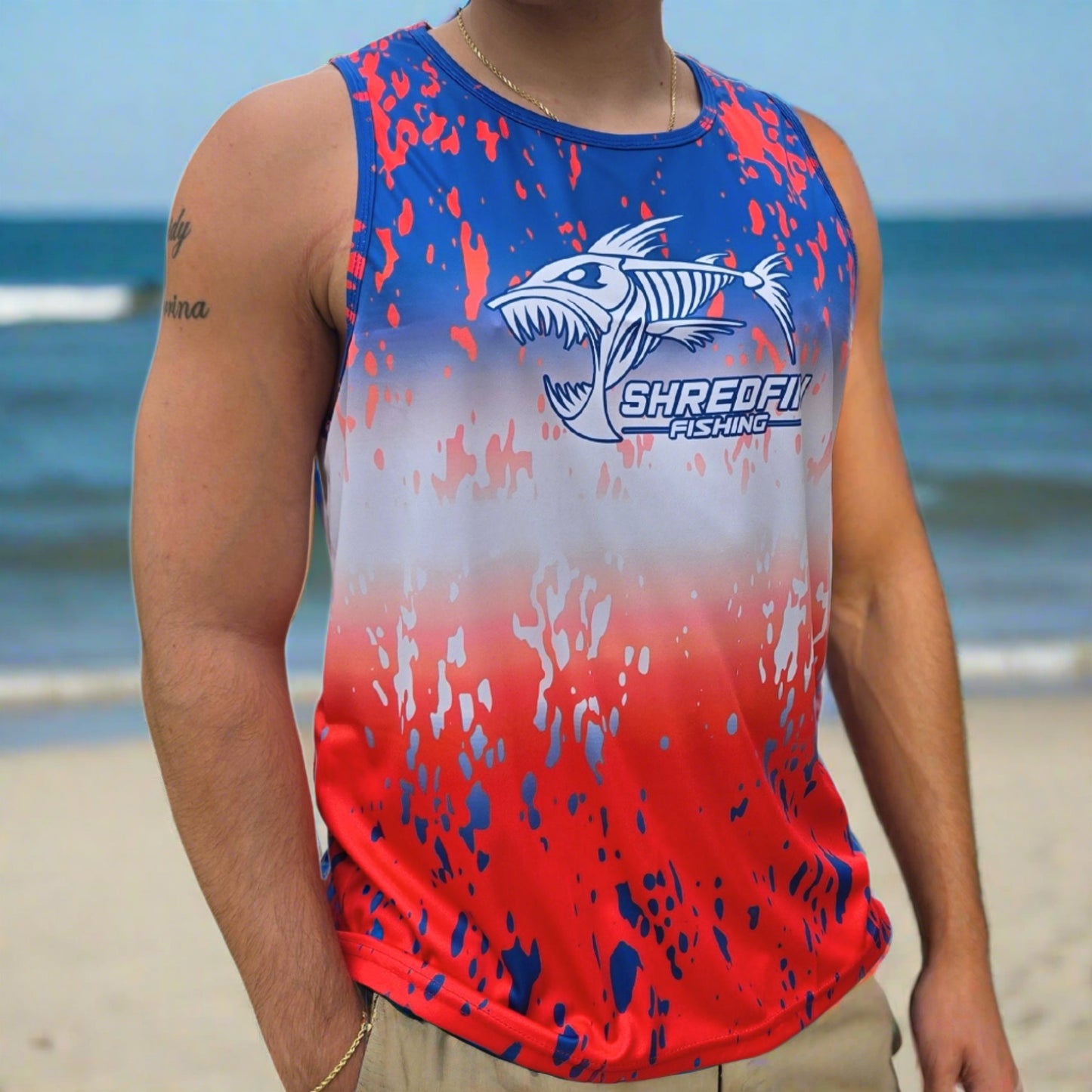 ShredFin Splash Performance Tank Top | Freedom Fade