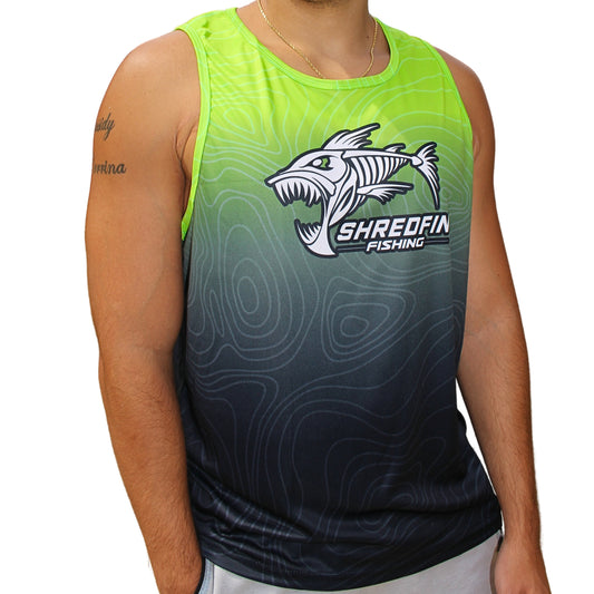 ShredFin Contourz Performance Tank Top | Chartreuse/Black Fade