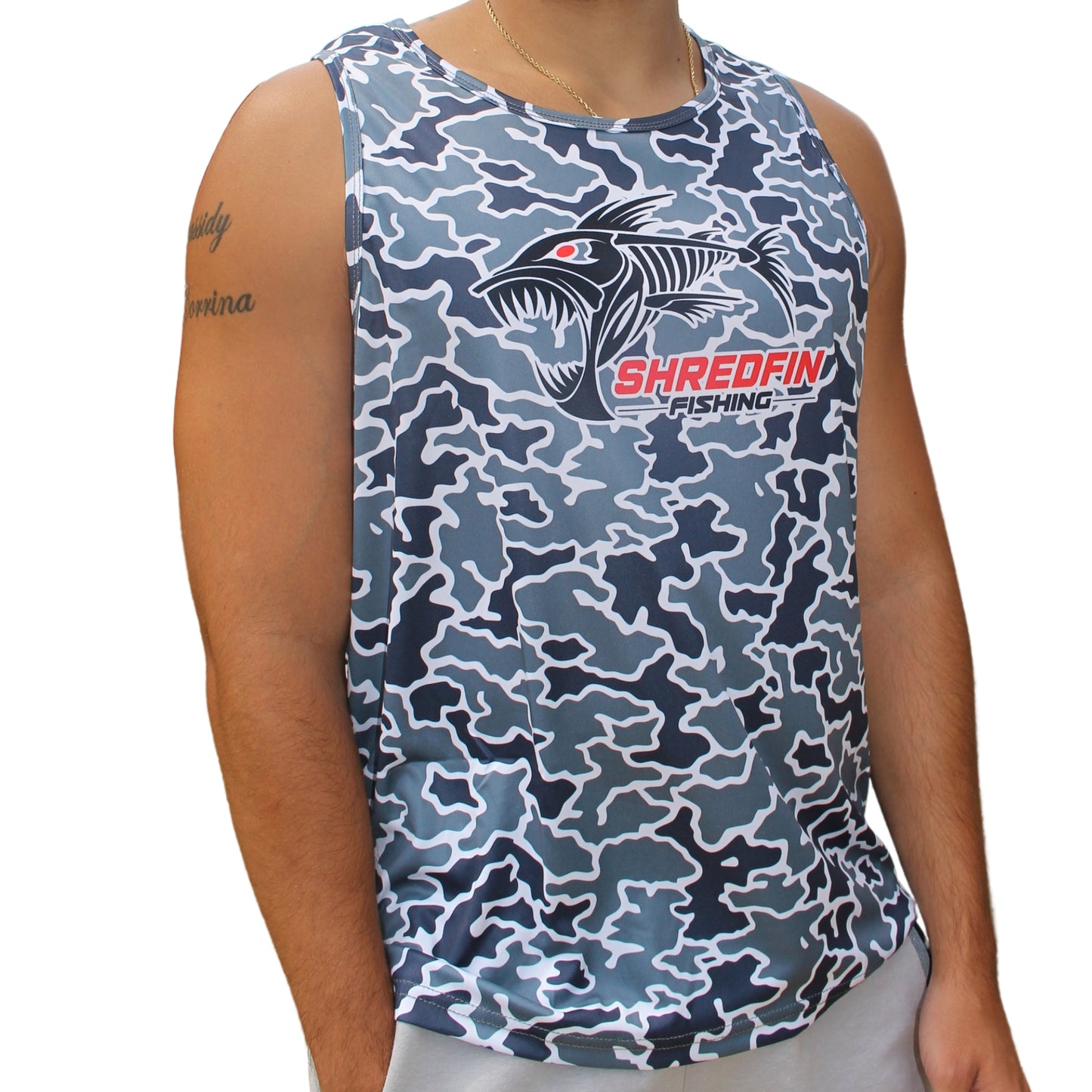 ShredFin Streams Camo Tank Top | Gray