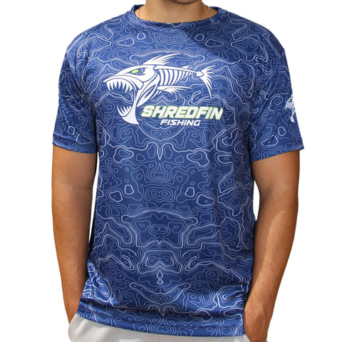 ShredFin Contourz Short Sleeve Performance Shirt | Deep Sea Blue