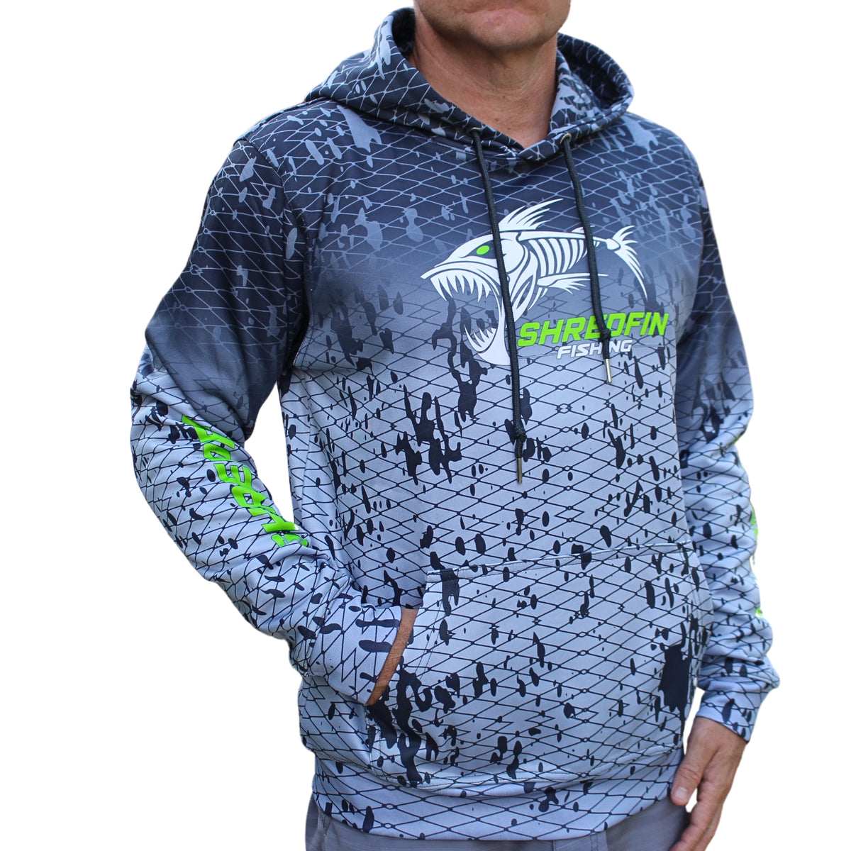 **Clearance** ShredFin Splash Camo Elite Performance Hoodie | Tungsten Gray Fade
