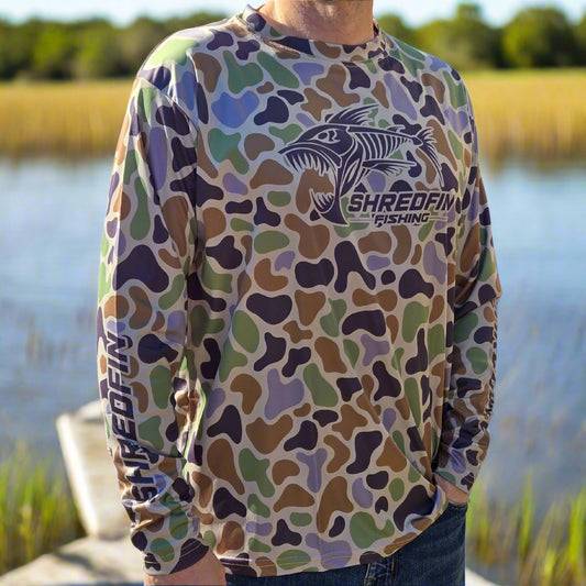 ShredFin Retro Camo Performance Shirt | Bayou Marsh