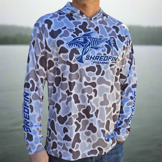 ShredFin Retro Camo Hooded Performance Shirt | Overcast