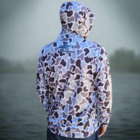 ShredFin Retro Camo Hooded Performance Shirt | Overcast
