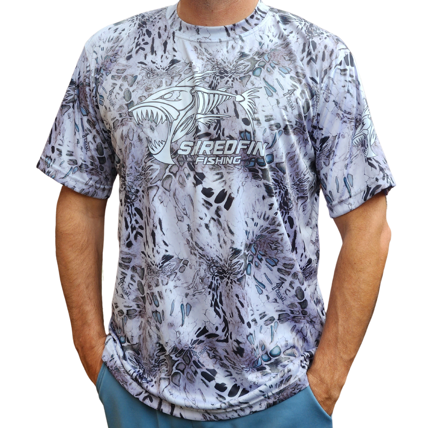 **Clearance** ShredFin Prym1 Camo (Silver Mist) Short Sleeve Performance Shirt